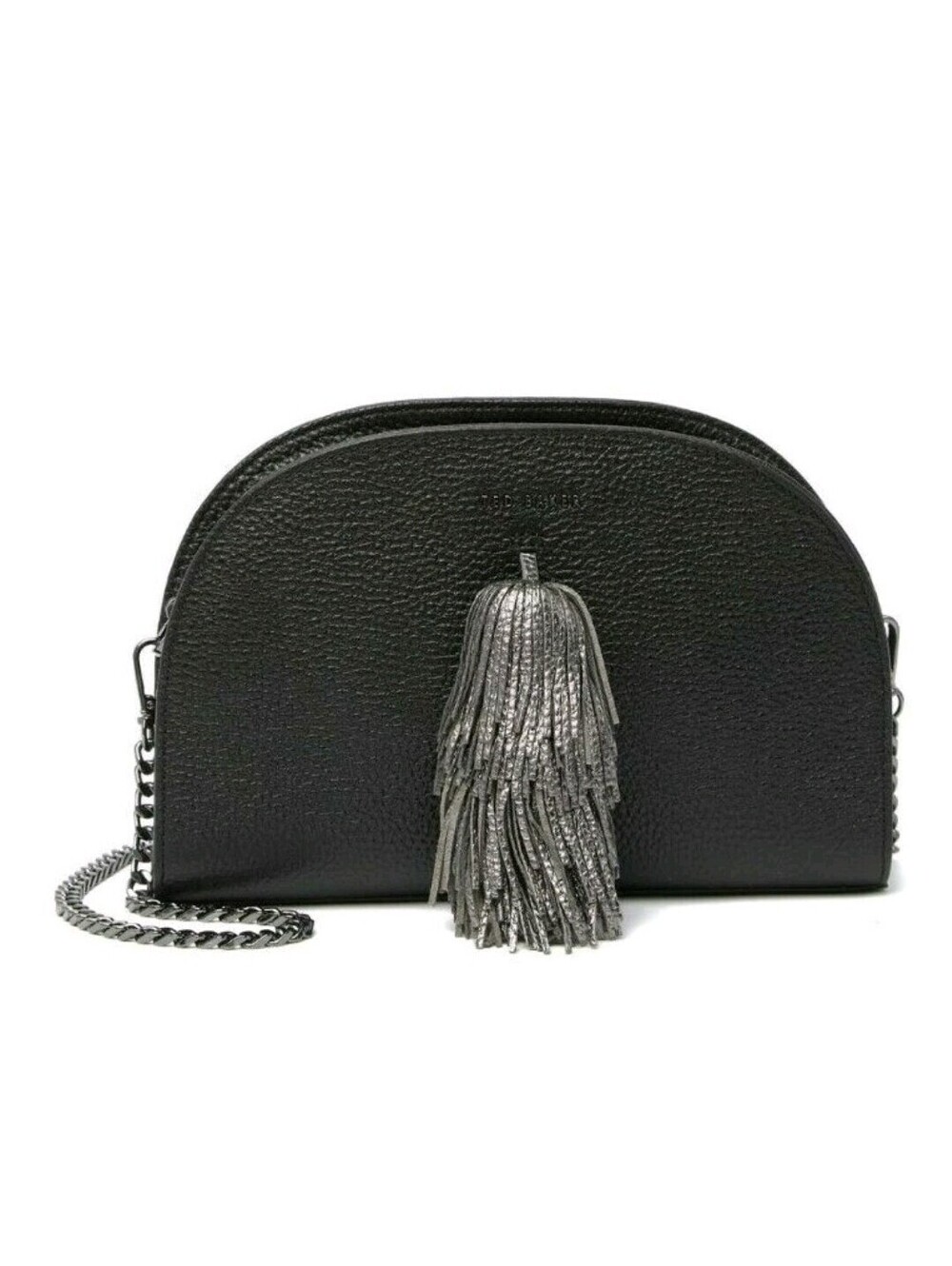 Ted Baker MAARYY Leather Pom Bag Crossbody Black Gunmetal NWOT $219
